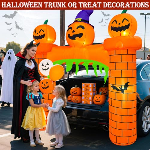 Halloween Inflatable Pumpkin Castle Car Decorations Kit - 6 FT with LED Lights
