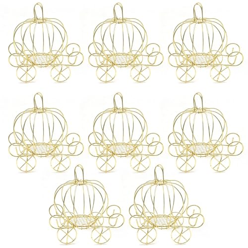 Golden Pumpkin Carriage Candy Box - Cinderella Princess Centerpiece for Parties