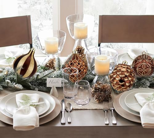 Christmas Ornaments Set - Brown & Gold Shatterproof Tree Balls, 4.7 Inch - Hollyone