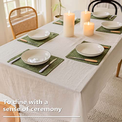 Green Linen Cloth Placemats Set of 4 - Heat Resistant Dining Table Mats