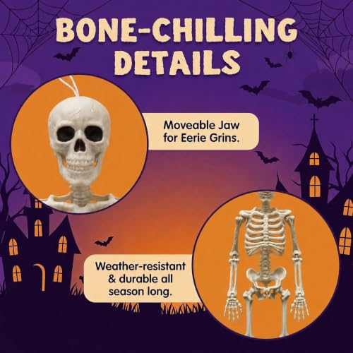 Halloween Hanging Skeletons Set of 2 - 16 Inch Spooky Decor - Variation 2