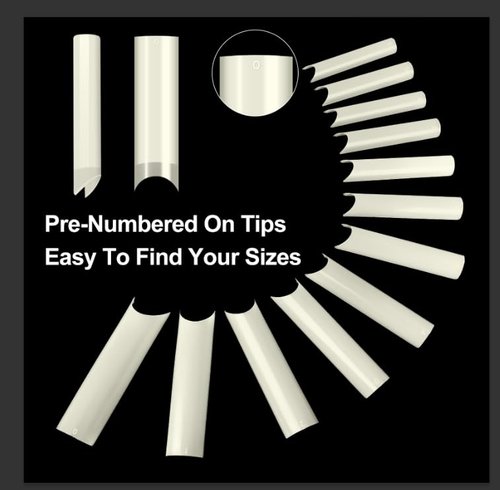 480PCS Extra Long NO C Curve Nail Tips XL, 2 Packs Natural and Clear Nail Tips for Acrylic Nails Professional Set, 12 Sizes Straight Tapered Square Press on False Nail Tips for Nail Art Salon Home DIY