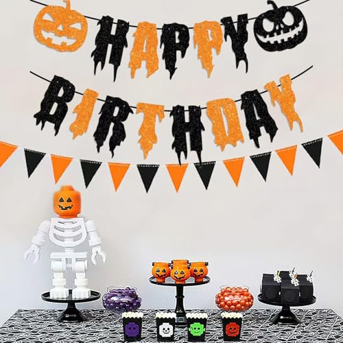 Halloween Birthday Party Decorations Kit - Black & Orange Festive Set