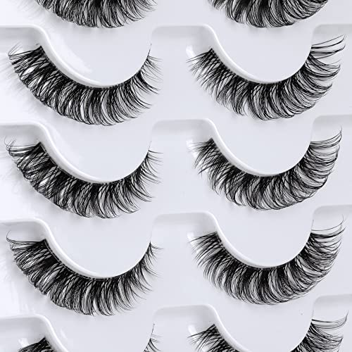 False Eyelashes Wispy Natural C Curl Strip Lashes 13mm Fluffy Cat Eye - 7 Pairs