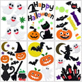 6 Sheets Halloween Window Gel Clings for Decorations - Spiders, Witches, Pumpkins
