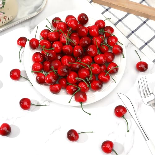 Artificial Cherries for Home Decor - 120 Pcs Foam Cherry Style