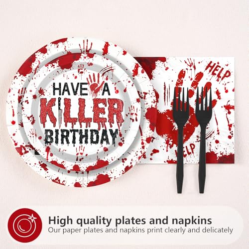Bold Thriller Style Bloody 16th Birthday Party Plates & Decor Set - Serves 24