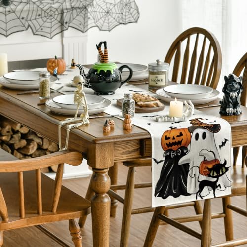 Halloween 13x72 Inch Table Runner - Beig Color, Durable Polyester, Home Party Decor