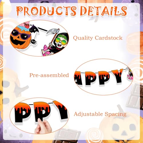 Summerween Banner Halloween Summer Party Decorations Ghost Pumpkin Sign