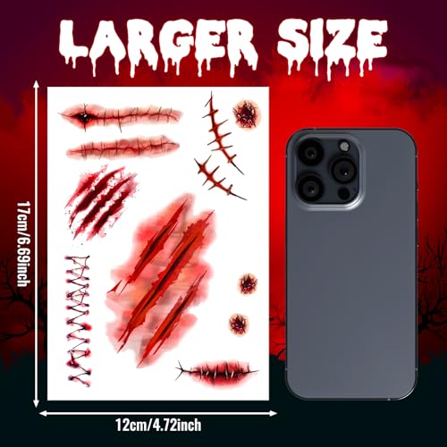 Pro Scar Tattoos Halloween Kids Zombie Fake Scars Makeup Kit - Realistic Wound Stickers