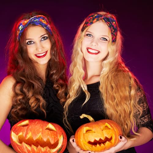 Halloween Headbands Bulk Pack for Women Skull Elastic Non-Slip Costume Accessories