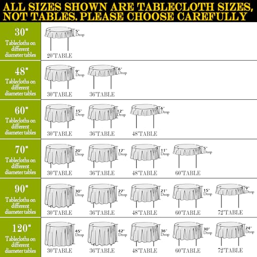 60 Inch Round Tablecloth for 36-48 Inch Tables - Black Polyester Spillproof