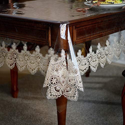 Vinyl Tablecloth Rectangular 60x84 Inch Gold Lace Waterproof PVC Oil Proof