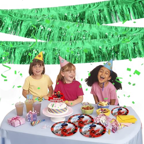 Two Green Foil Fringe Garland 10FT Party Decorations for Parade Floats