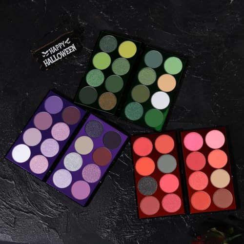 Red Eyeshadow Palette with Matte, Shimmer & Glitter Finishes - Halloween Makeup Kit - Variation: Red
