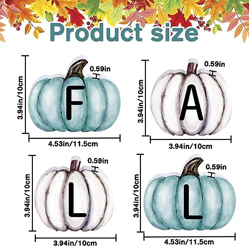 Fall Pumpkin Wooden Sign Set - Blue & White Harvest Decor for Thanksgiving & Autumn Home