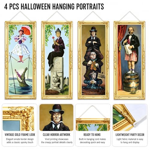 Halloween Decorations 4-Piece Spooky Mansion Banner Set Indoor Outdoor