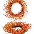 Fall Wreath 22 Inch Autumn Harvest Decor with Berries and Leaves