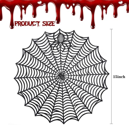 Halloween Spider Web Placemats - Black 8-Pack, 15 Inch Diameter - Variation of Black-8pcs