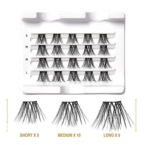 Demi Extended Reusable False Eyelashes - Featherlight Synthetic Lash Clusters - Natural Look - Multipack
