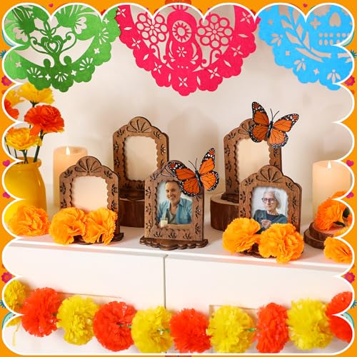 Day of the Dead Decoration Kit with Wooden Photo Frames, Marigolds & Butterflies