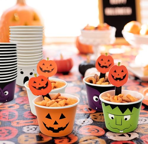 60 Pcs Halloween Dessert Cups 10oz Disposable Paper Snack Bowls for Parties