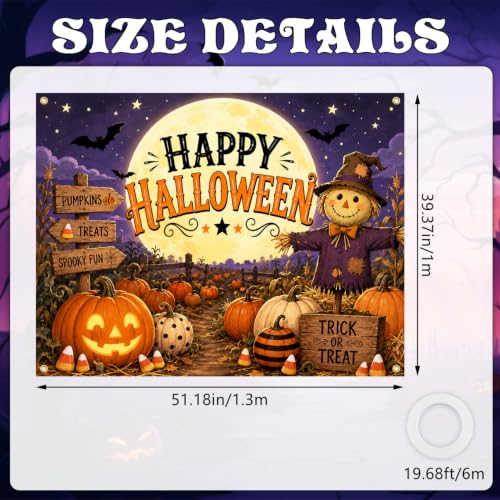 Halloween Trunk or Treat Car Decorations Kit Pumpkin Farm Scene Backdrop Banner