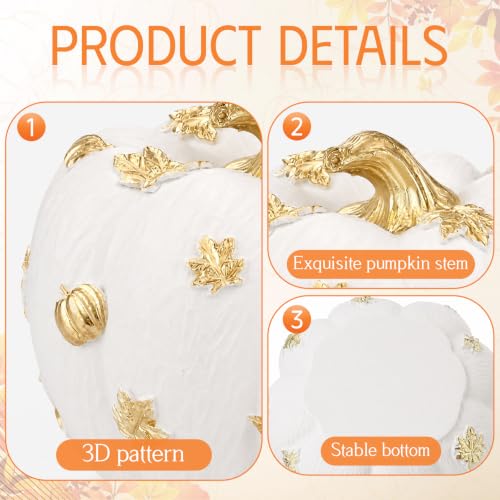 White and Gold Resin Pumpkin Decor - Fall Table Centerpiece - Variation of THIS listing