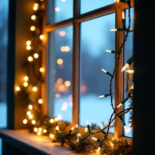 50ft Warm White LED Christmas String Lights Outdoor Battery Operated - 8 Modes