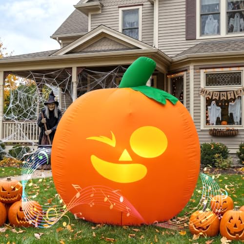 5FT Halloween Inflatable Pumpkin with Projector Face and Music - Outdoor Decoration - Variation: Projector Face & Music Pumpkin