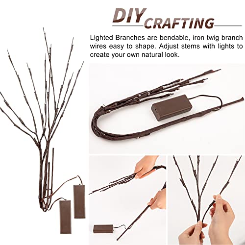 2 Pack LED Lighted Branches - Battery Operated Willow Tree Lights, Warm White