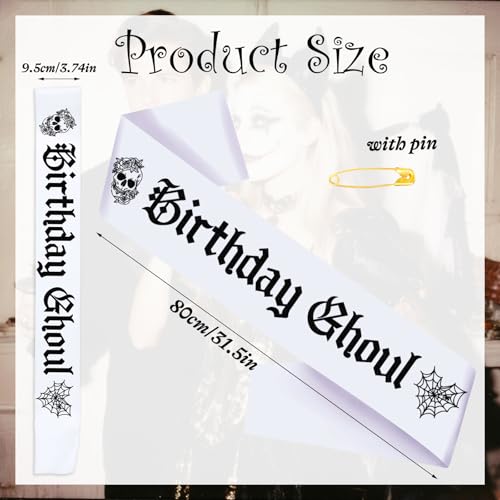 Gothic Birthday Sash with Glitter Black Letters - Halloween & Emo Party Accessory