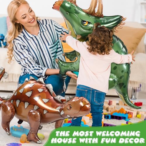 Classic 8 Pack Giant Inflatable Dinosaur Balloons - 25-39 Inches, Standing Party Decor