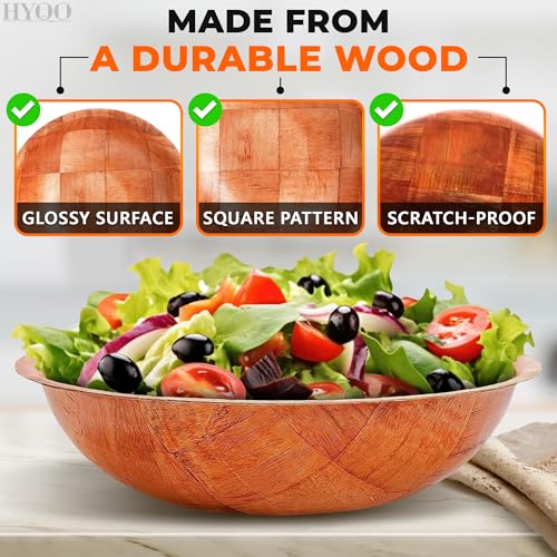 Wooden Salad Bowls Set of 6 - 7.9 Inch, Stackable, Light & Durable Kitchen Serveware