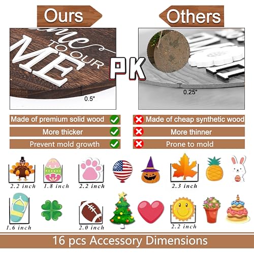 Welcome to Our Home Wooden Door Sign - Multicolor Welcome Sign-1, 12x12 Inch