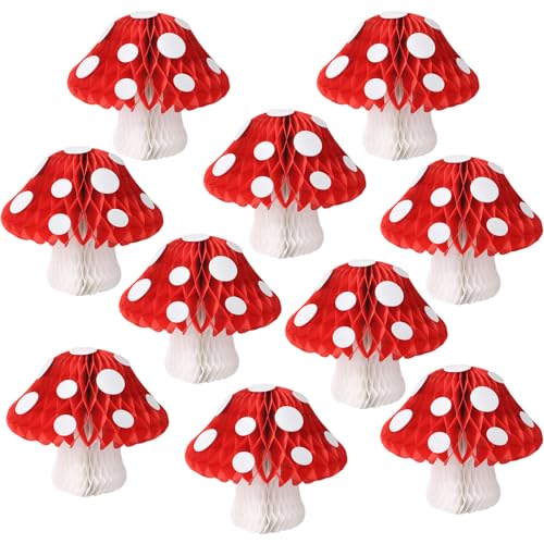 Red Mushroom Honeycomb Decorations Set for Party & Event Decor