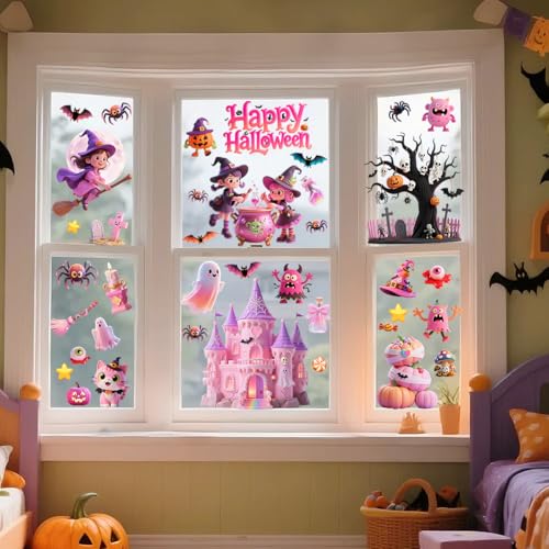 Halloween Window Clings Set - 75PCS Spooky & Cute Stickers for Glass Decor