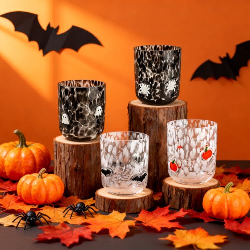 Halloween Icon Juice Glass Set - Pumpkin, Bat, Ghost, Spider, 14oz - Variation of 4