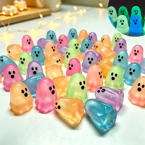 50PCS Glow in Dark Resin Ghost Figurines for Halloween Party Decorations