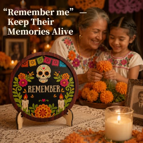 Dia de los Muertos Decorations Layered Wooden Ofrenda Centerpiece - Black