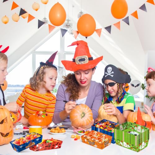 Halloween Paper Food Trays 60 PCS Double-Sided Ghost Pumpkin Witches