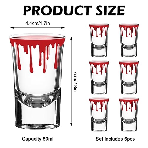 Halloween Blood Splattered Shot Glasses 6-Pack - 1.7oz Horror Party Drinkware