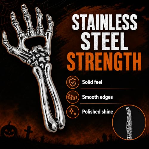 Sarcidery Skeleton Hand Beer Bottle Opener - Silver Gothic Bar Tool
