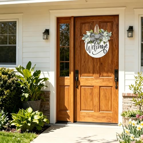 Welcome Sign for Front Door Wreath - Rustic Wood Porch Hanging Decor - Variation: Welcome