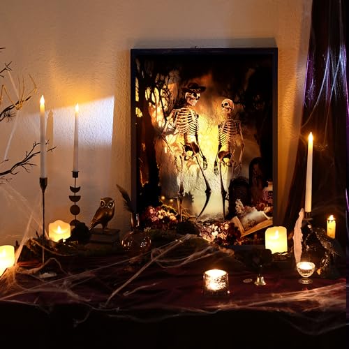 Large Lighted Halloween Wall Art - Skeleton Forest Scene with Built-In LED Glow - 28"L x 20"W - Gothic Haunted Decor