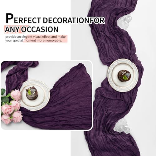 Dark Purple Cheesecloth Table Runner 12 Pack 21.5x120 Inch - Elegant Party Decor