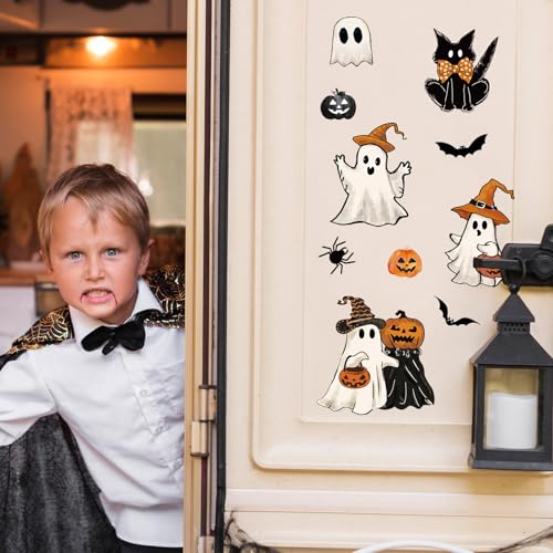 Halloween Refrigerator Magnets 16-Pack Ghost Pumpkin Black Cat Decor Set
