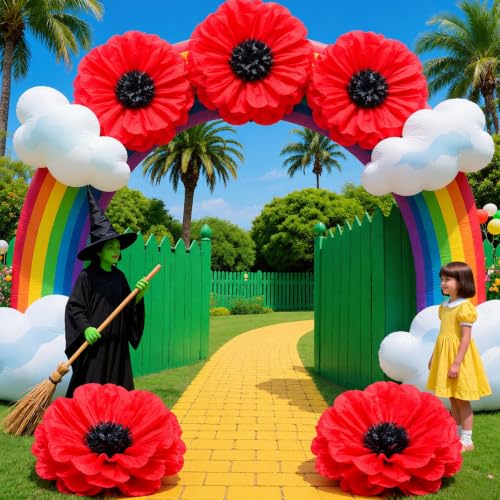 Giant Red Poppy Paper Flowers Decor Set - Halloween Wizard Party & More