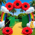 Giant Red Poppy Paper Flowers Decor Set - Halloween Wizard Party & More