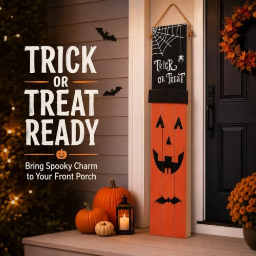 Reversible Halloween Thanksgiving Porch Sign - Orange | Farmhouse Fall Decor